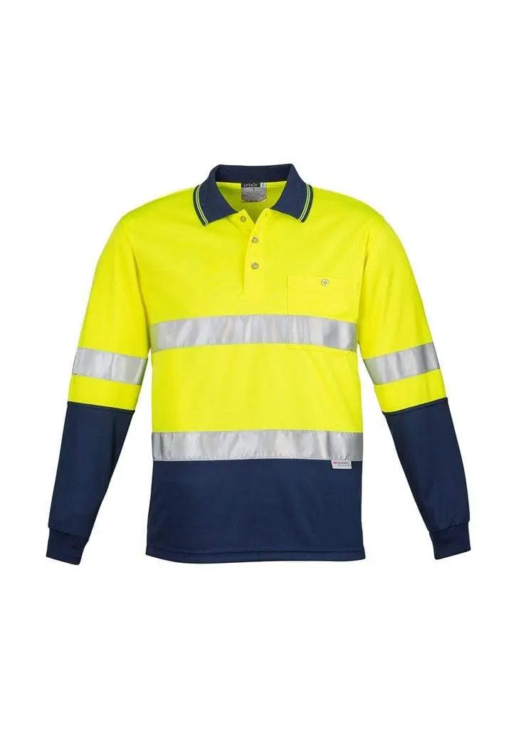 SYZMIK Men’s Hi Vis Spliced Polo - Long Sleeve Hoop Taped ZH235 Metro Workwear.